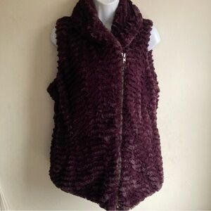 Patagonia Pelage Plum Faux Fur Soft Textured Zip Up Vest, Sz L